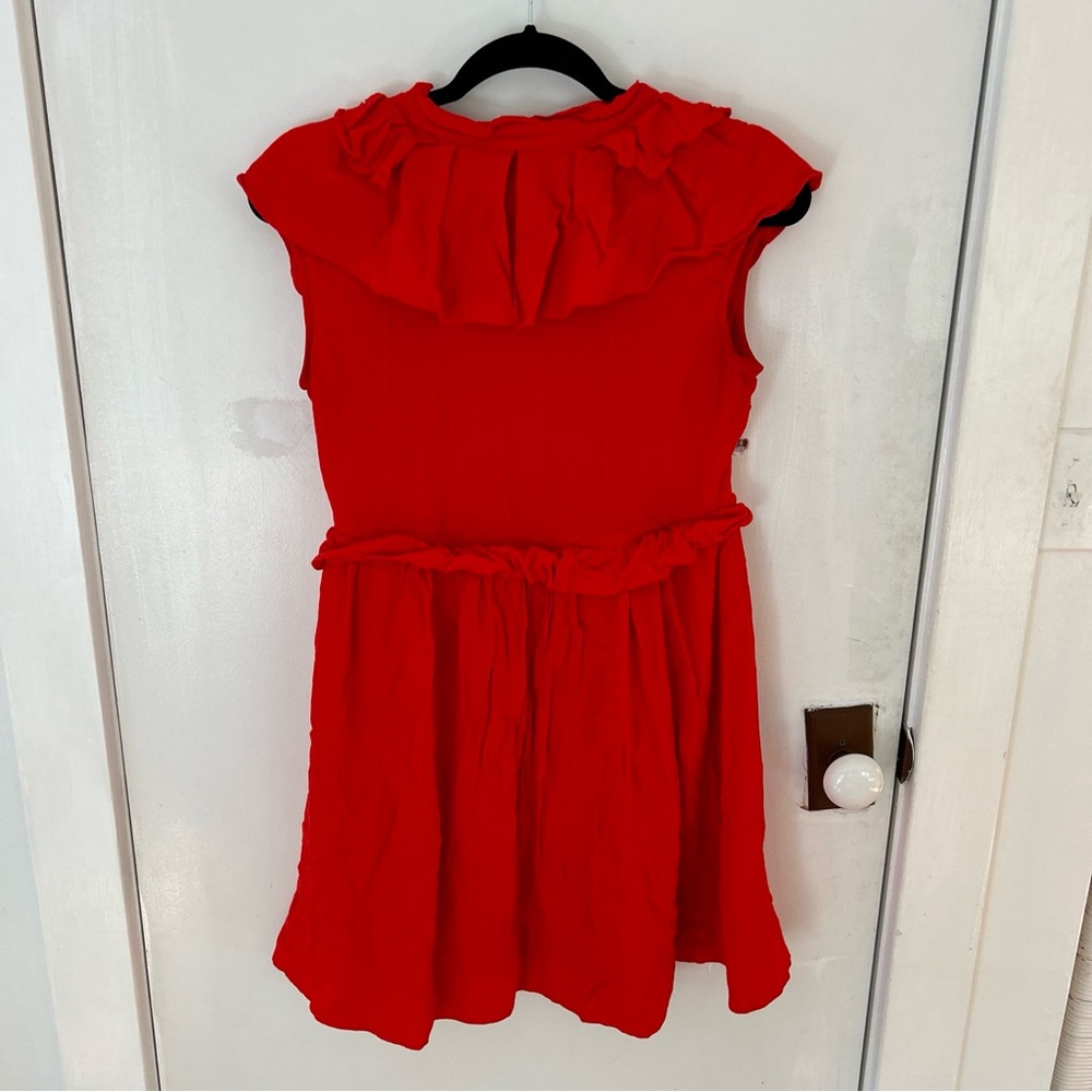 Maje Rutta Red Ruffled Crepe Mini Dress Size 2 US 6 - Picture 10 of 12